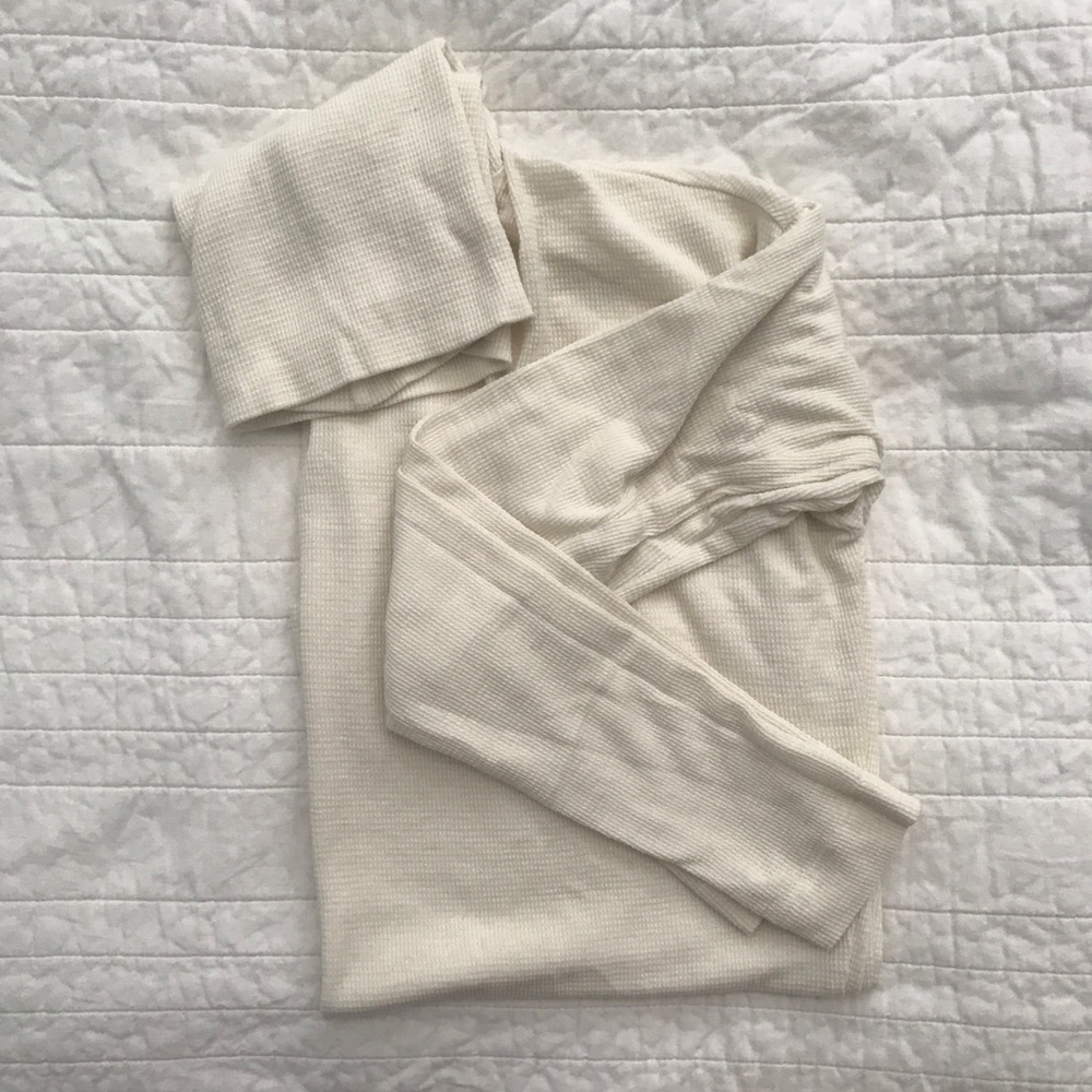 GAP Off-White Cowel-Neck Waffle Knit Tee